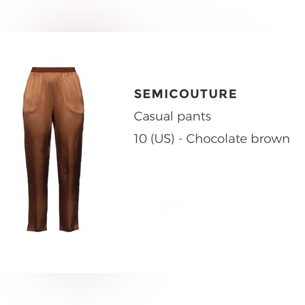 Brown Cropped Satin Pants with Tapered Leg